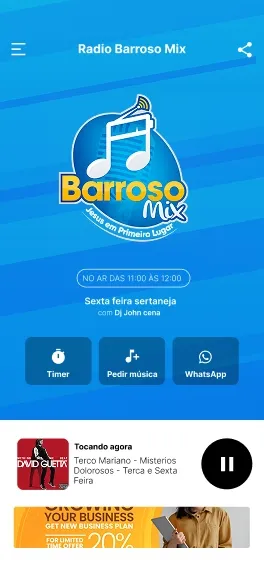 Especifcações da Radio no app brascast